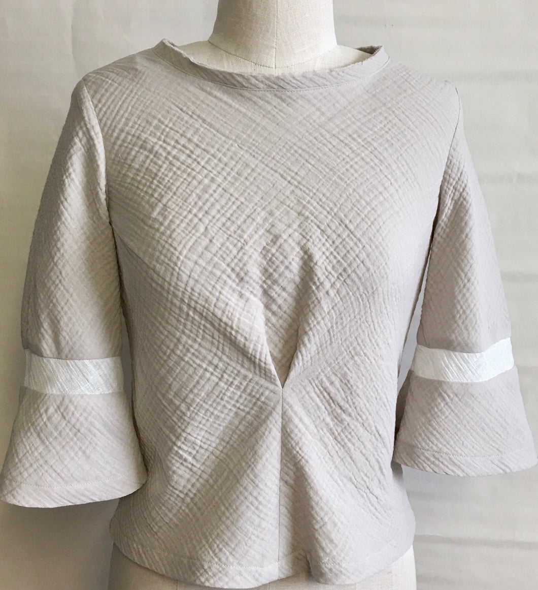 BASA TOP-textured cotton gauze oatmeal 140.