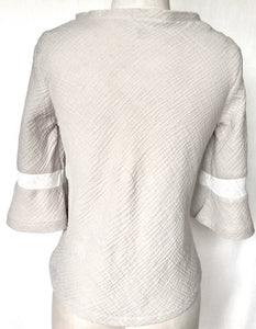 BASA TOP-textured cotton gauze oatmeal $140.